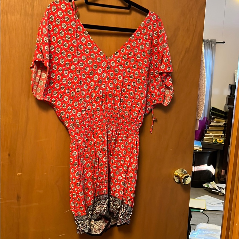 BeBop Red V-Neck Dolman Sleeve Mini Sundress